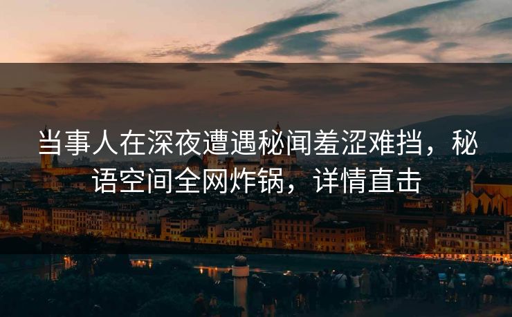 当事人在深夜遭遇秘闻羞涩难挡，秘语空间全网炸锅，详情直击