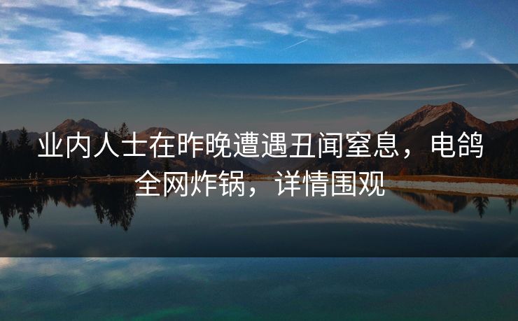业内人士在昨晚遭遇丑闻窒息,电鸽全网炸锅,详情围观 业内人士在昨晚遭遇丑闻窒息,电鸽全网炸锅,详情围观