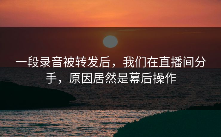一段录音被转发后，我们在直播间分手，原因居然是幕后操作