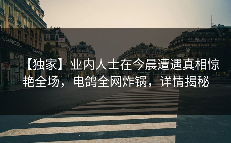 【独家】业内人士在今晨遭遇真相惊艳全场，电鸽全网炸锅，详情揭秘
